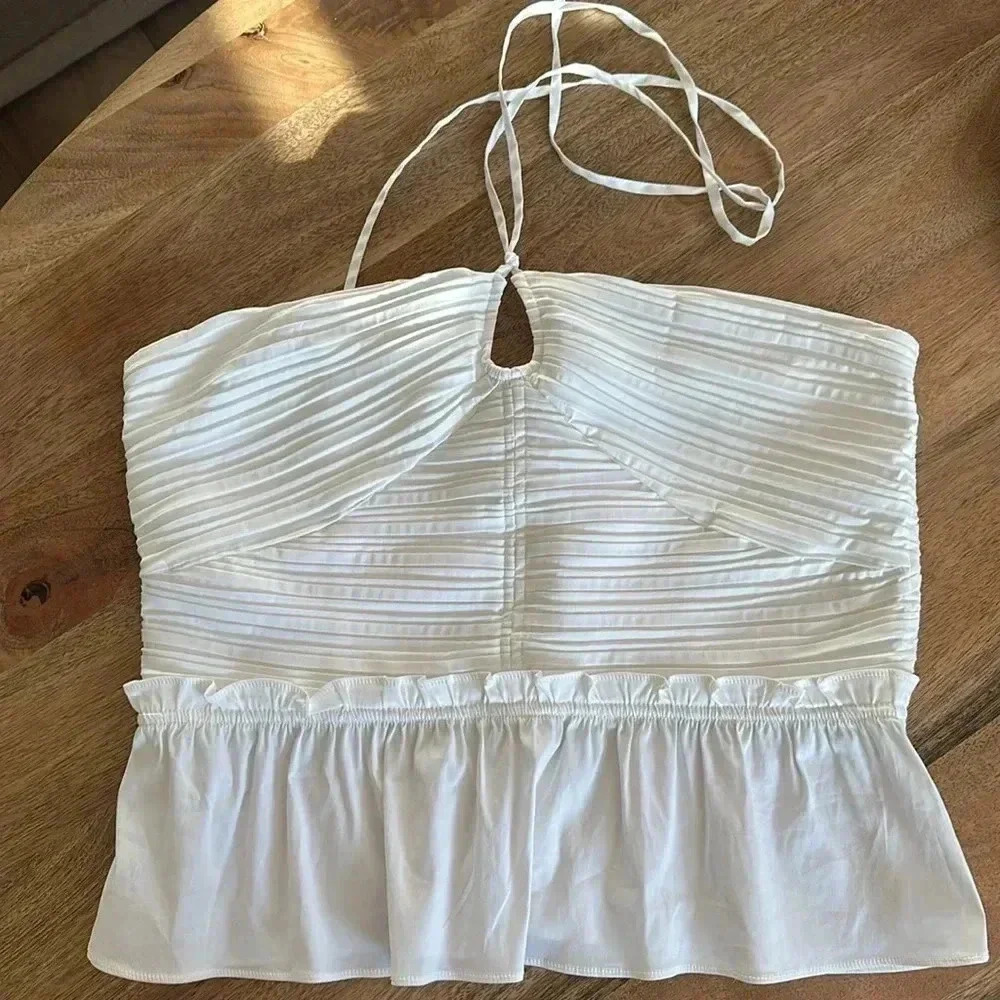 White House Black Market Poplin Keyhole Bustier Top - Size 12 - Picture 4 of 6